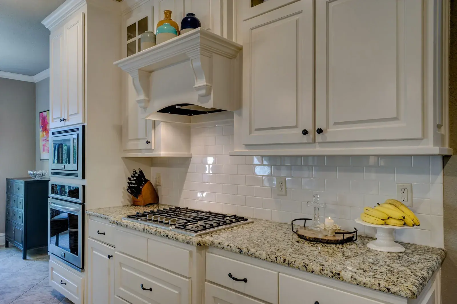 Kitchen island with stone surface